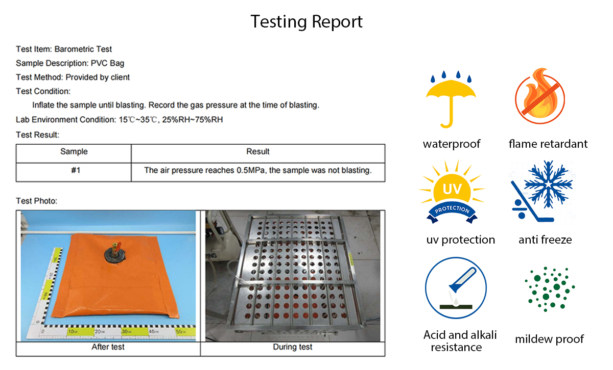 Testing report of water bladder tanks