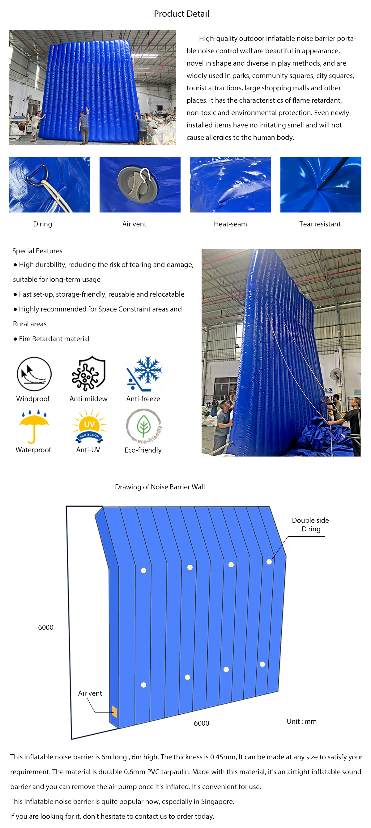 inflatable sound barrier,PVC noise barrier,noise barrier balloon,acoustic wall noise reduction,inflatable sound noise barrier wall for construction