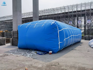 Blue Water Filled Bladder Tank for Construction Site