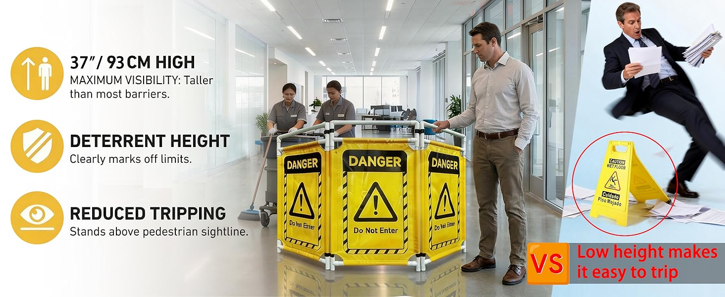 Caution Symbol Traffic Fence,Barricade Traffic Fence,3 Panels Safety Barricade,Mobile Obstacle Gate,Foldable Caution Symbol Crowd Control