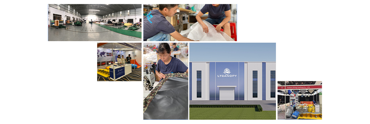 LTCANOPY workshop PVC coated tarpaulin raw material supplier and processing manufacturer