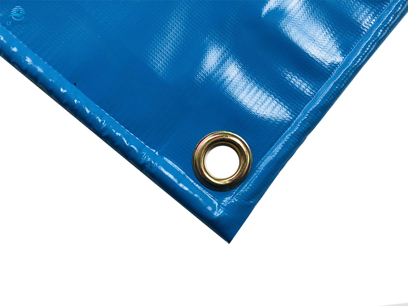 Light Blue PVC Coated Mesh Tarpaulin with Customized Logo