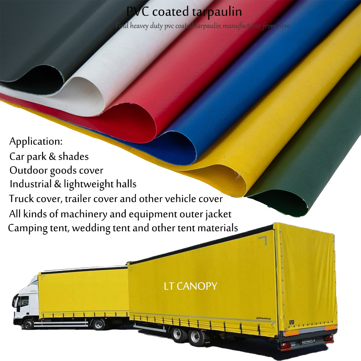 Yellow heavy duty PVC coated tarpaulin roll