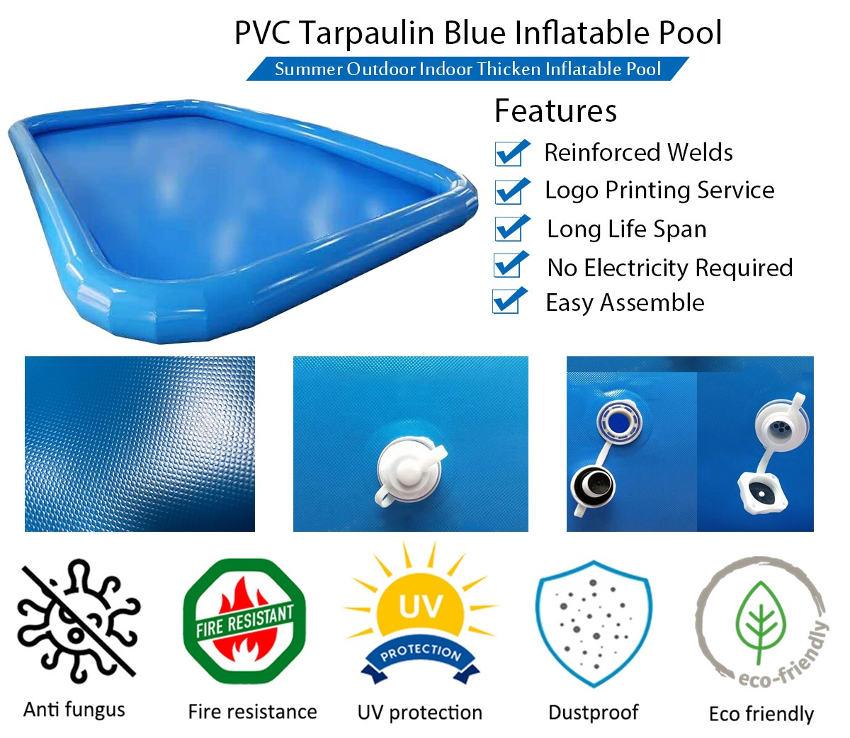 PVC Tarpaulin Blue Inflatable Pool for Kids