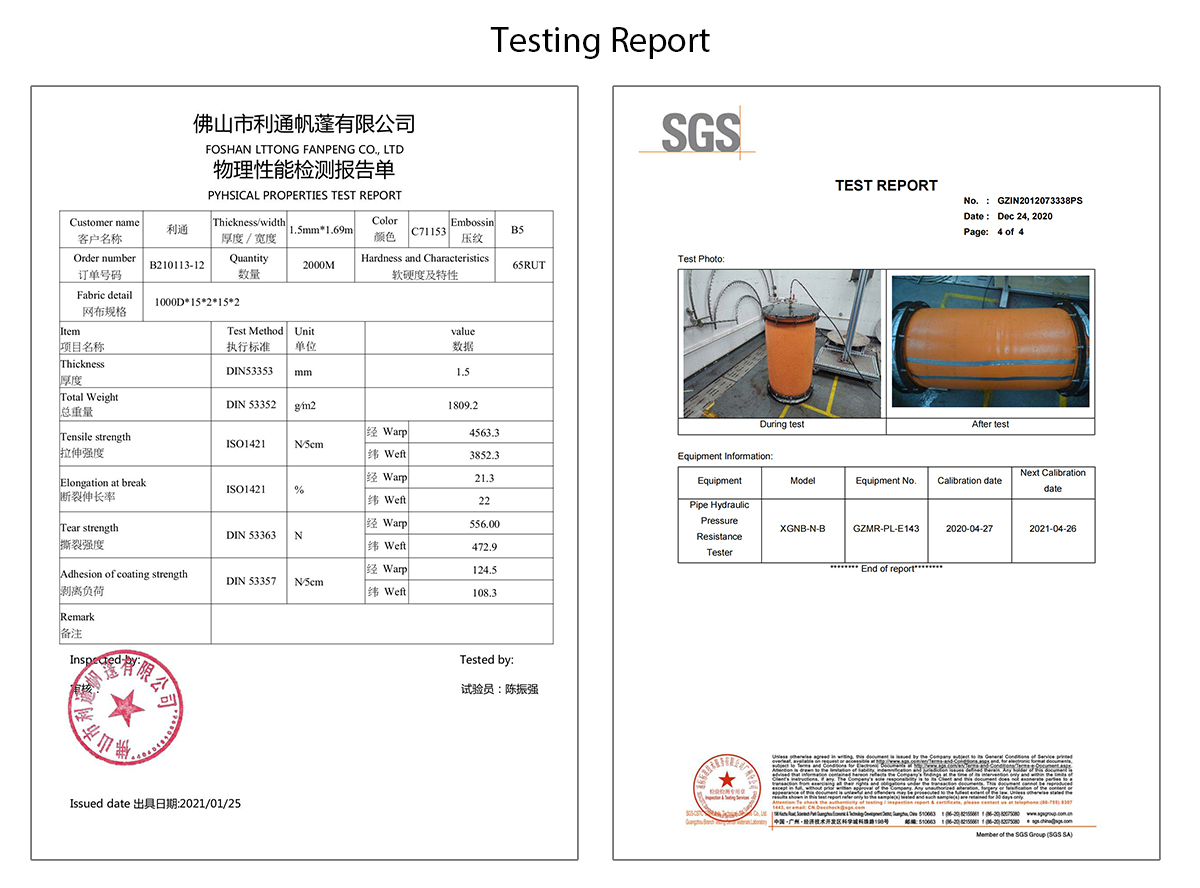 Testing report for 1.5mm thicknress fuel storage tanks