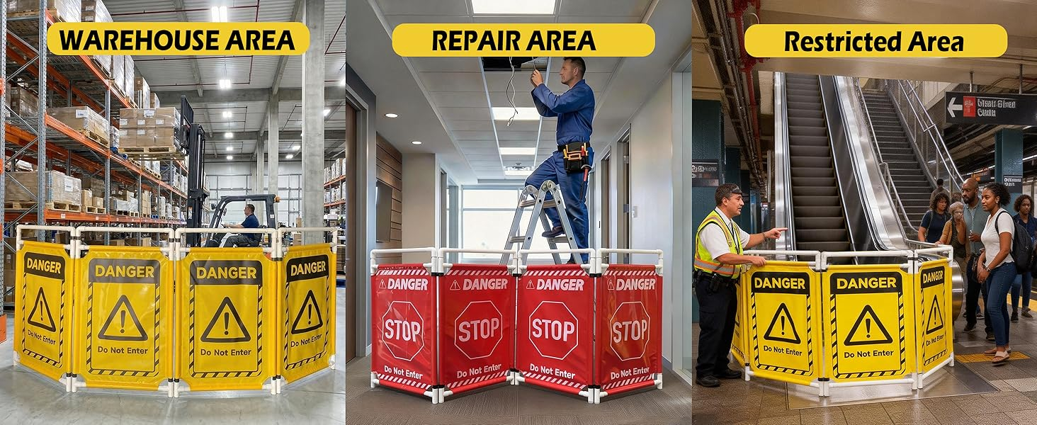 Caution Symbol Traffic Fence,Barricade Traffic Fence,3 Panels Safety Barricade,Mobile Obstacle Gate,Foldable Caution Symbol Crowd Control