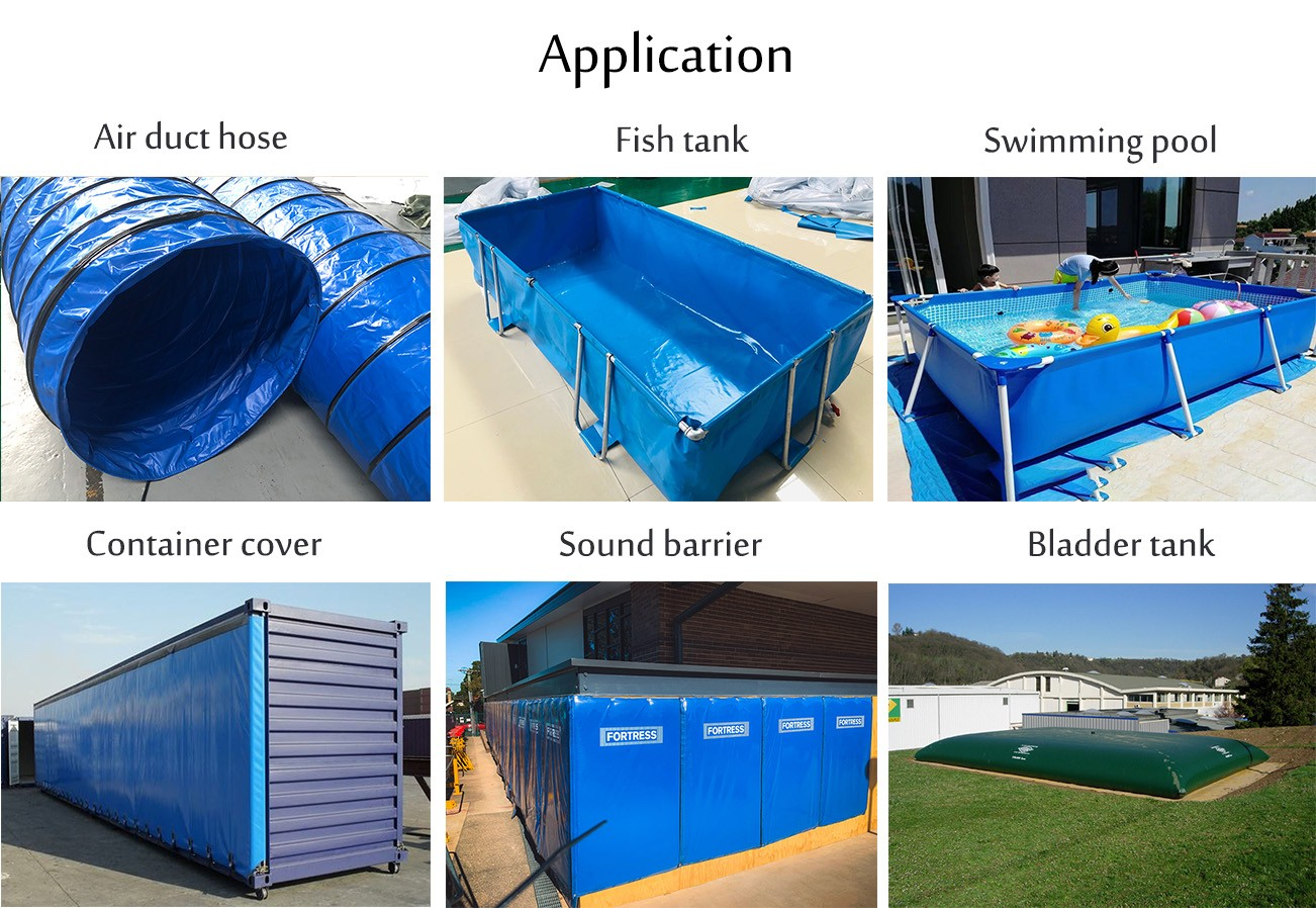 Application for Blue PVC coated tarpaulin
