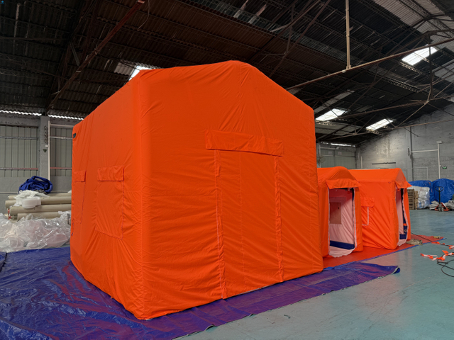 Inflatable frame relief tent