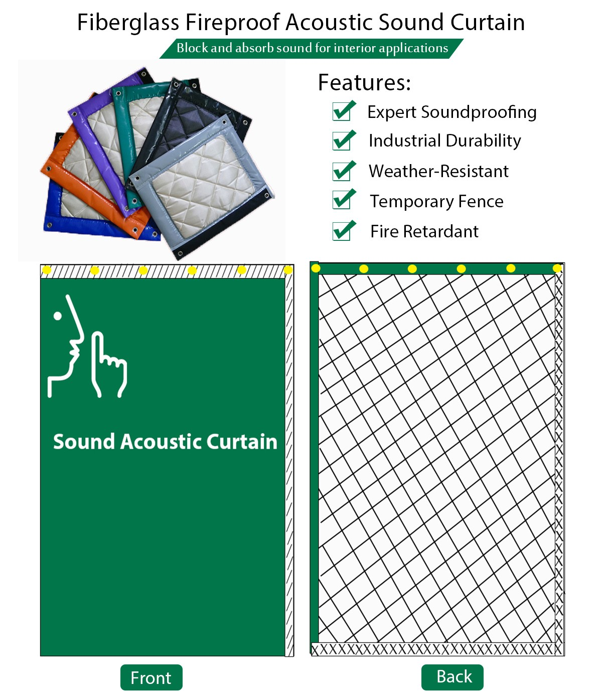 Fiberglass Fireproof Acoustic Sound Curtain
