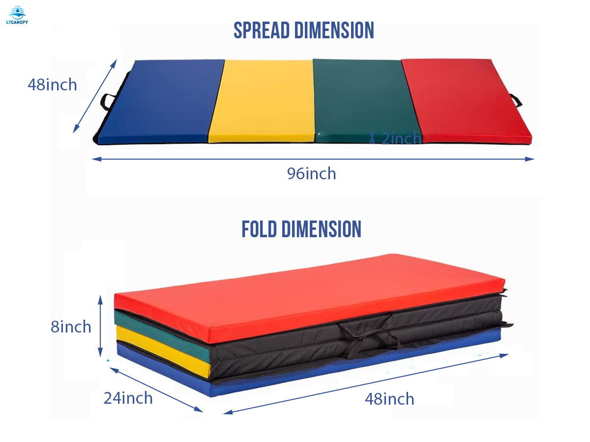 Four-fold Gymnastics Mats with Carrying Handles