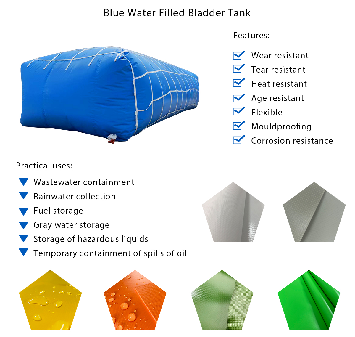 water bladder tanks,pillow bladder tanks,water storage tanks,fabric pillow tanks,rainwater collection tanks