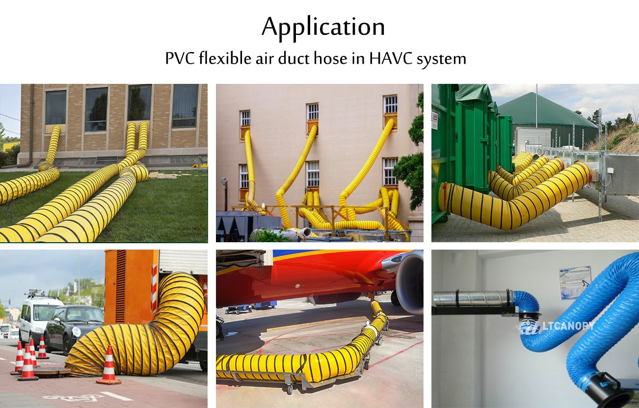 PVC flexible air duct hose in HAVC system