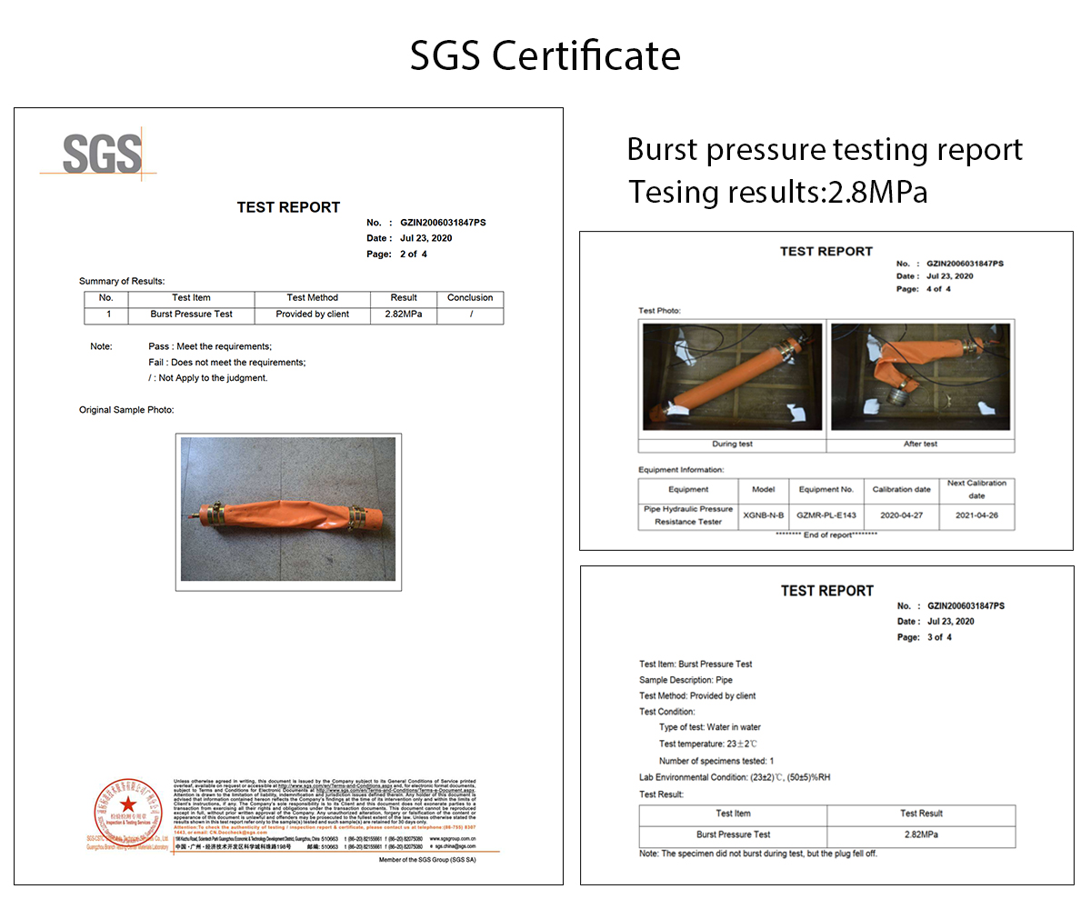 SGS certificate for flood barrie tube