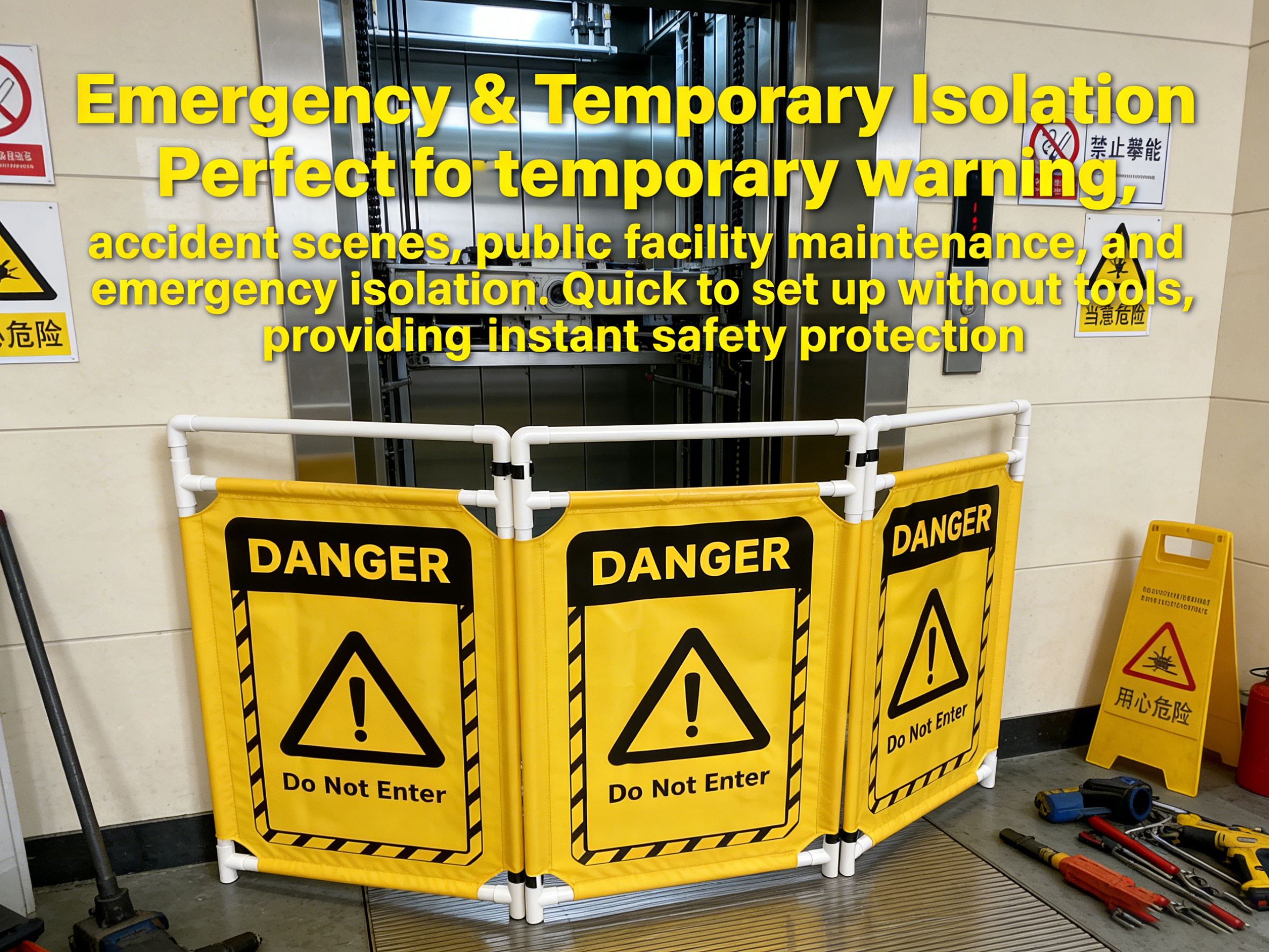 Caution Symbol Traffic Fence,Barricade Traffic Fence,3 Panels Safety Barricade,Mobile Obstacle Gate,Foldable Caution Symbol Crowd Control
