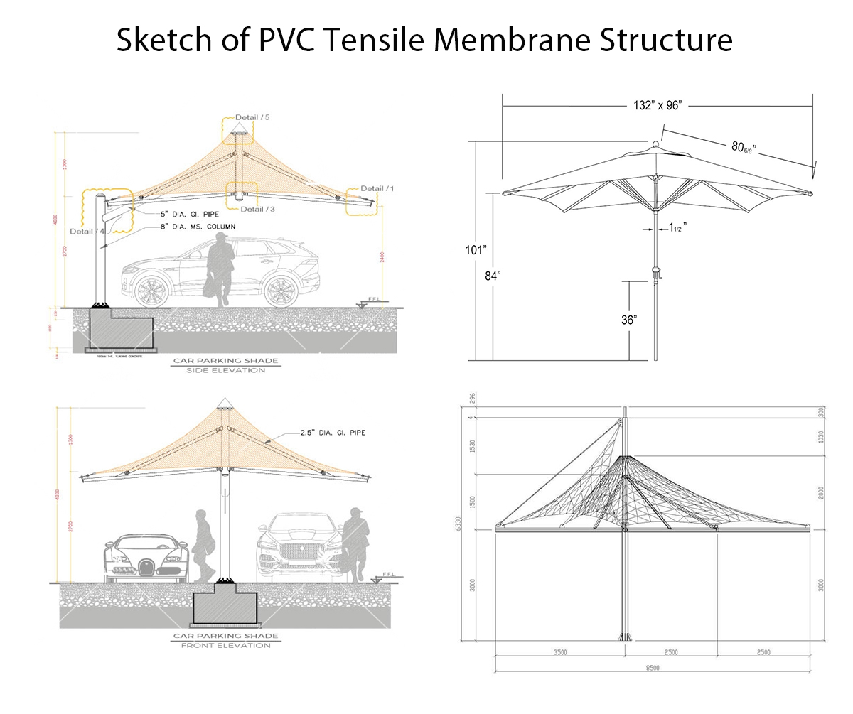 Sketch of shade umbrella membrane structure