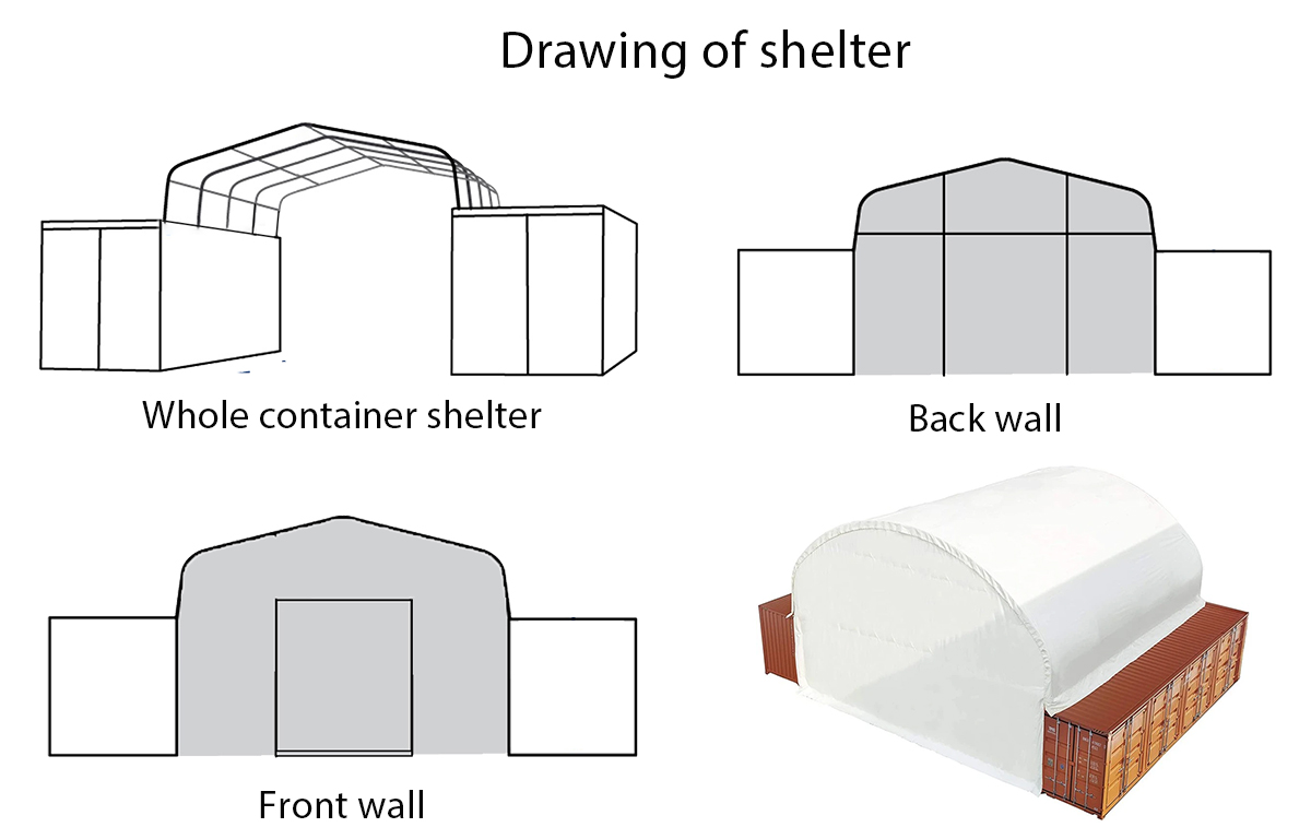 Drawing of Shipping Container Dome Shelter