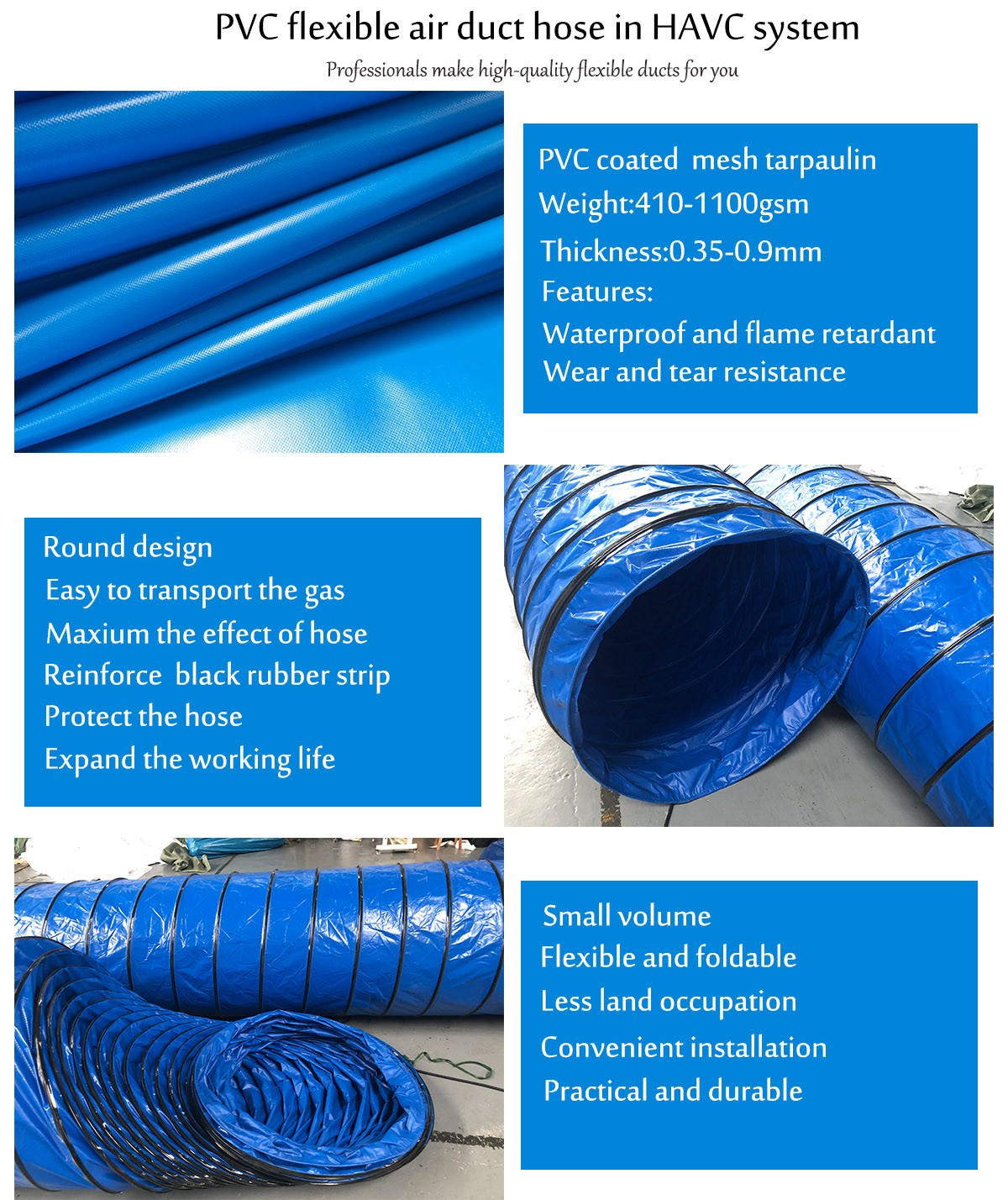 PVC flexible air duct hose in HAVC system