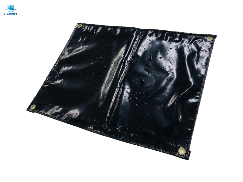 Black PVC coated mesh tarpaulin for swimming pool cover