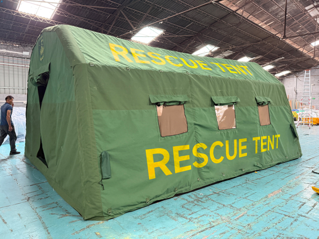 Rapid Setup Inflatable Rescue Tent - Military Green