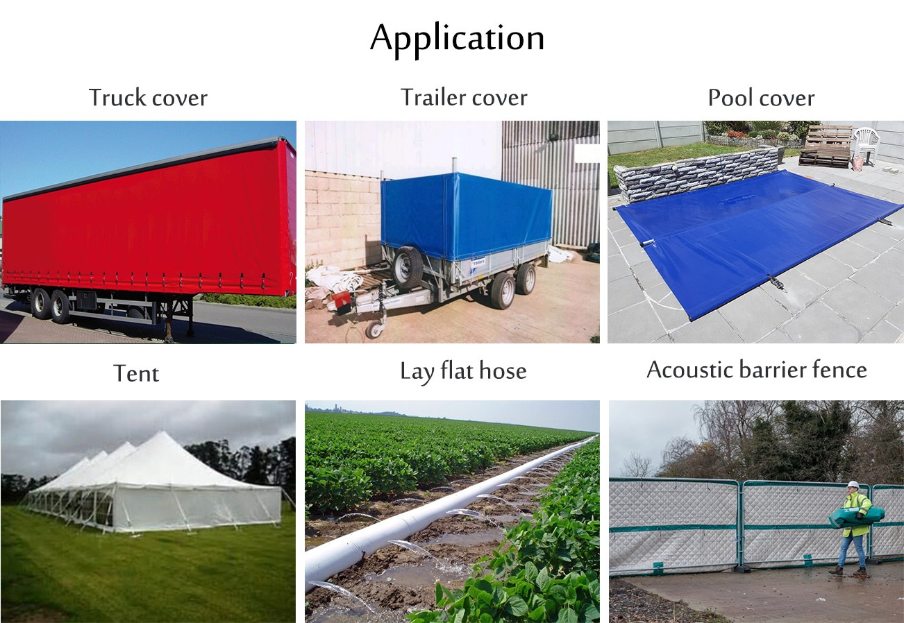 Application for Dark blue PVC coated tarpaulin