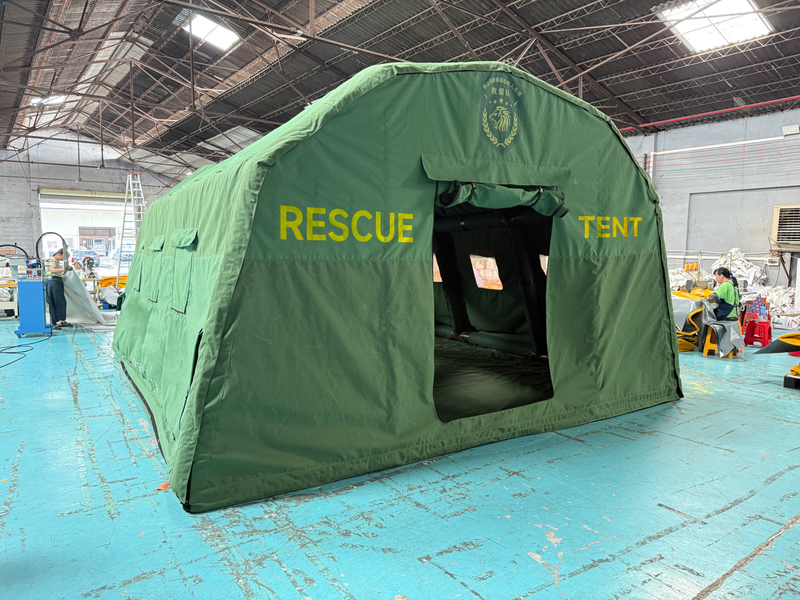 Rapid Setup Inflatable Rescue Tent - Military Green