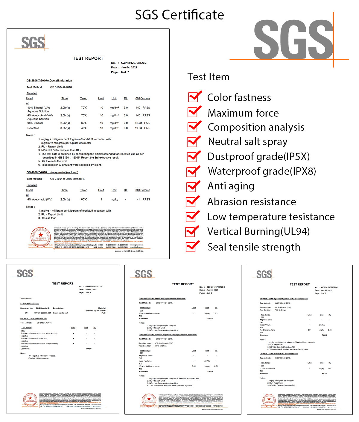 SGS certificate for PVC coated tarpaulin