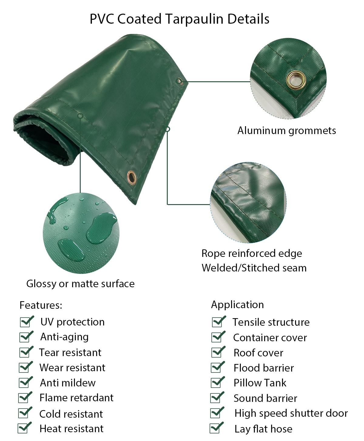 industrial tarps,400 gsm tarpaulin,green knife coated tarpaulin,tarp with grommets