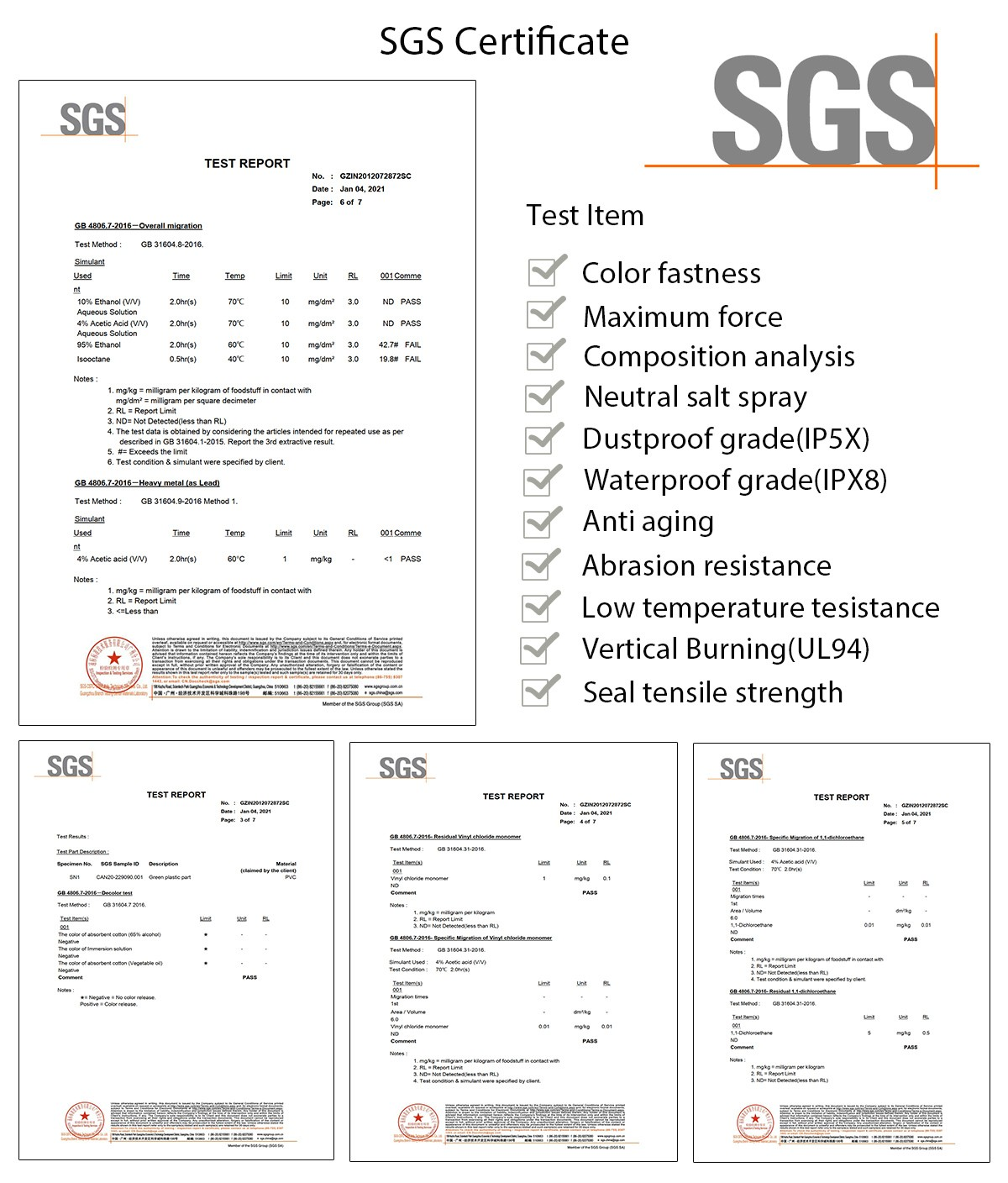 SGS certificate for PVC coated tarpaulin