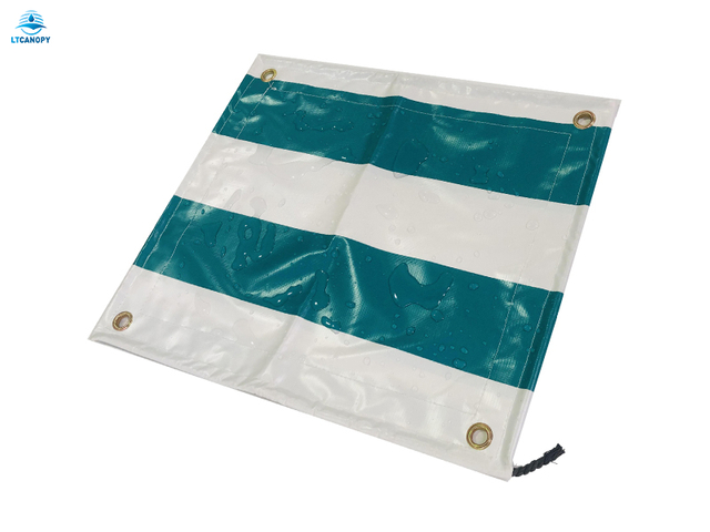 PVC Green And White Stripe Tarpaulin for Coffee Shop Awning Cover