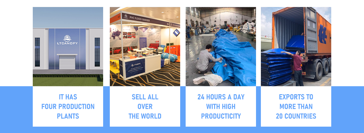 LTCANOPY workshop PVC coated tarpaulin raw material supplier and processing manufacturer