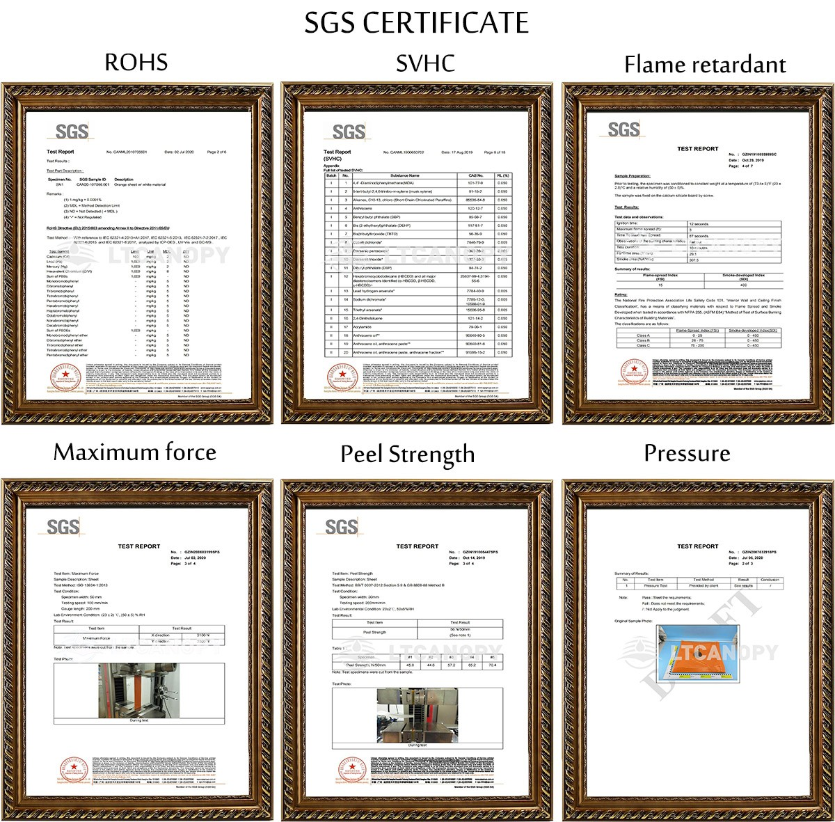 SGS CERTIFICATE for PVC flexible air duct hose in HAVC system