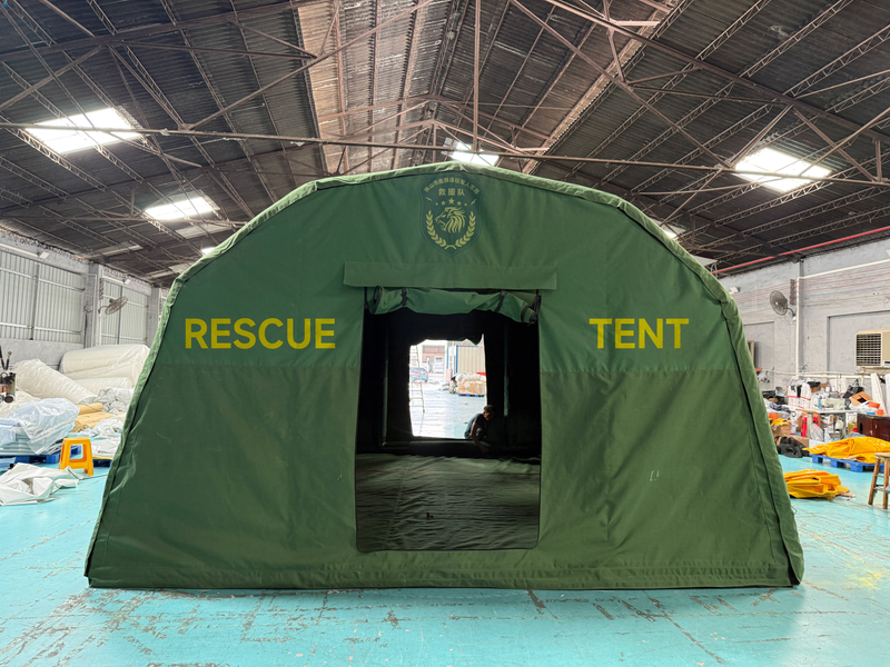 Rapid Setup Inflatable Rescue Tent - Military Green