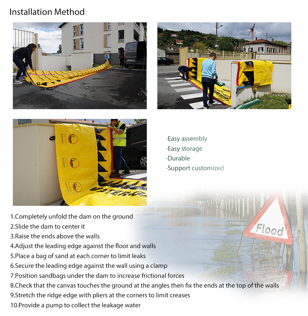 Instllation method of water gate self rising flood barrier