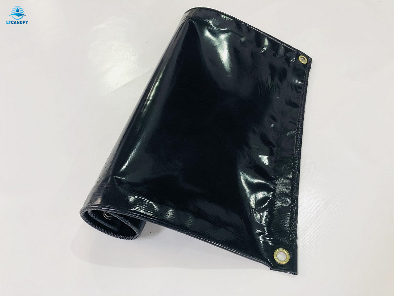 Black PVC Coated Tarp Flame Retardant And Waterproof Cover