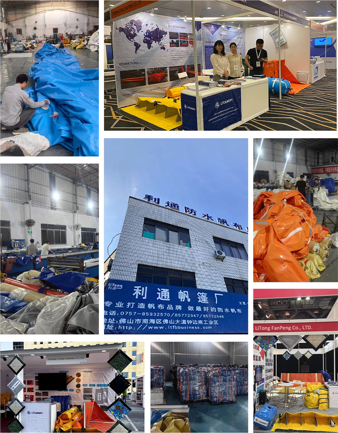 LTCANOPY workshop PVC coated tarpaulin raw material supplier and processing manufacturer