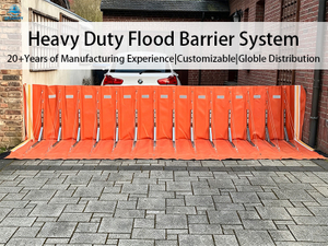 Residential driveway flood barrier installed to protect home from floodwater