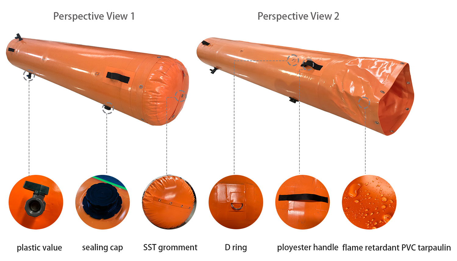 Flood barrier detailed components labeled