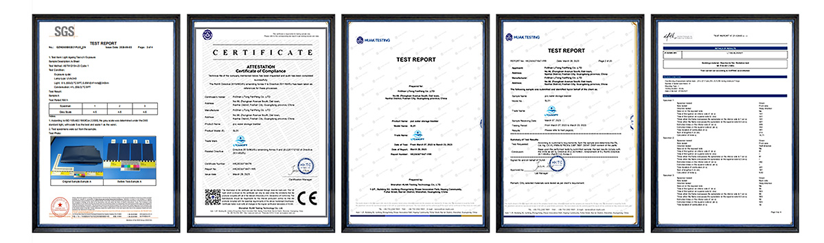 Official test certificates and compliance documents of flood prevention barrier