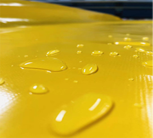 Water droplets on waterproof flood barrier fabric