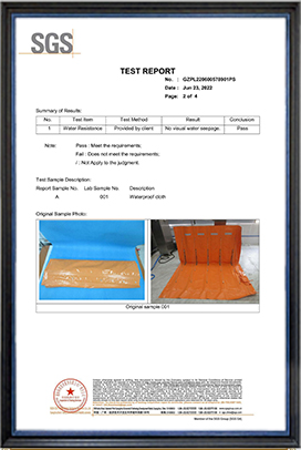 SGS Test Report for Waterproof Flood Barrier Cloth