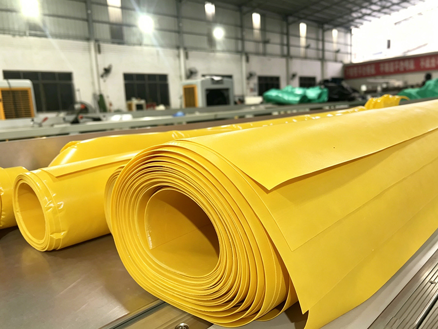 Rolled yellow waterproof PVC tarpaulin raw material for flood barrier making