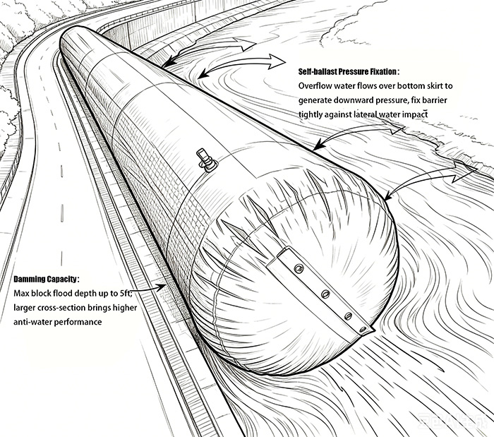 Diagram showing flood barrier operation