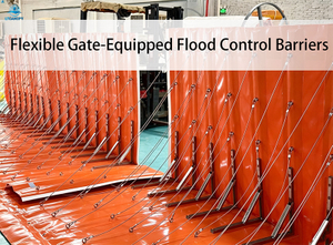 Litong flexible gate-equipped flood control barriers, reusable water gate flood barrier system with detachable door