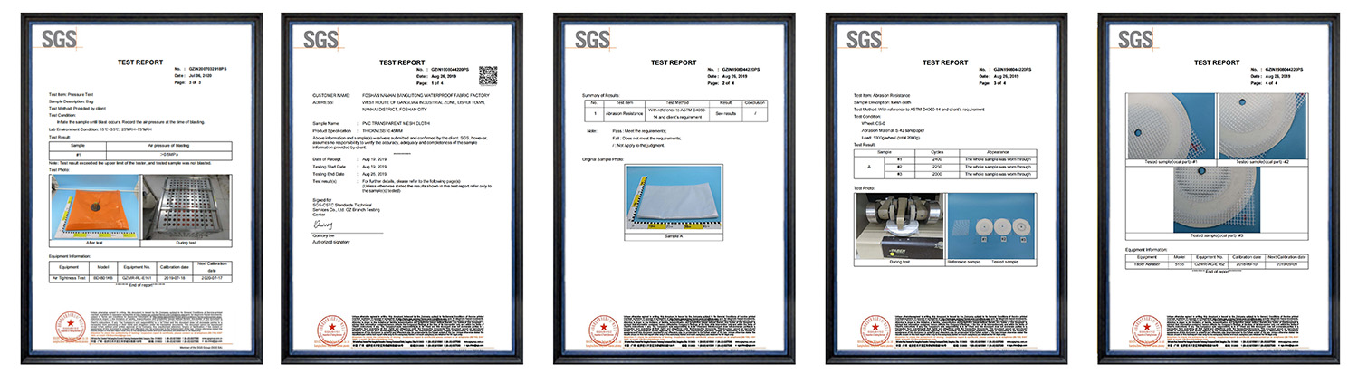 Certified flood barrier SGS test documents