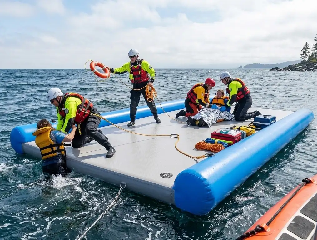 Inflatable Drop‑Stitch Water Platform For Professional Water Rescue Missions