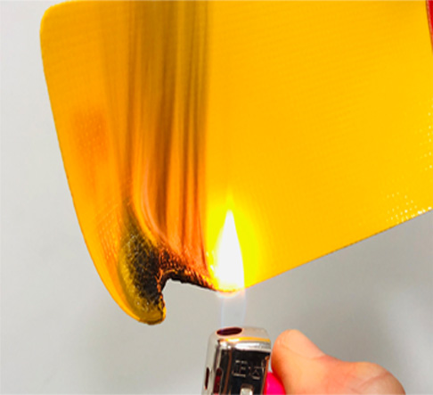 Flame retardant flood barrier fabric test